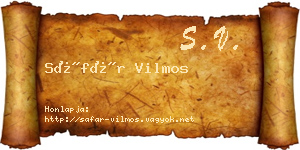 Sáfár Vilmos névjegykártya